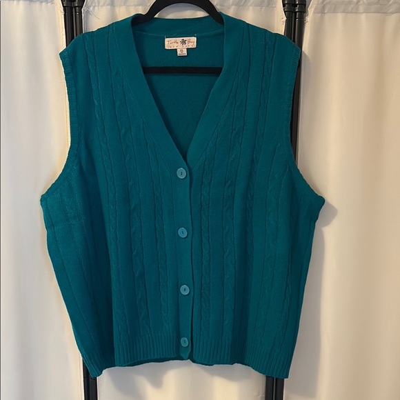 Cardigan V-Neck Ribbed Knit Sweater Vest - Picture 1 of 7